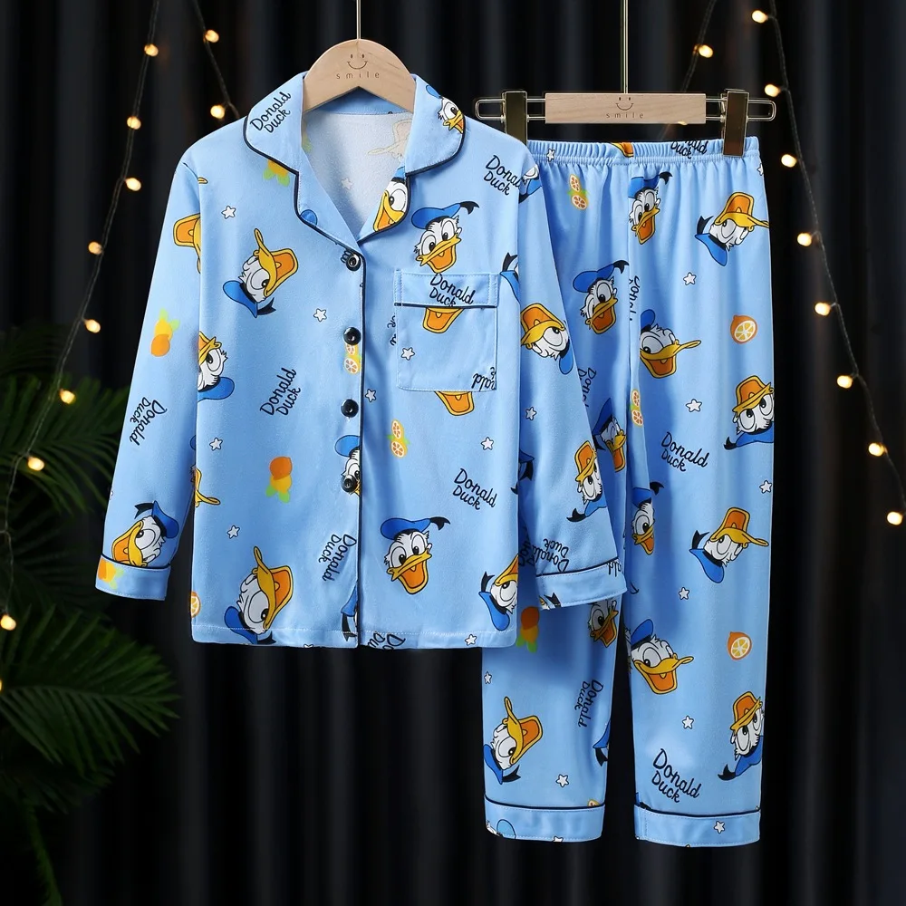 Classic Disney Pajama Sets Children Print Soft Comfortable Sleepwear Set Kids Suitable Single Breasted Comfy Home Clothes Autumn