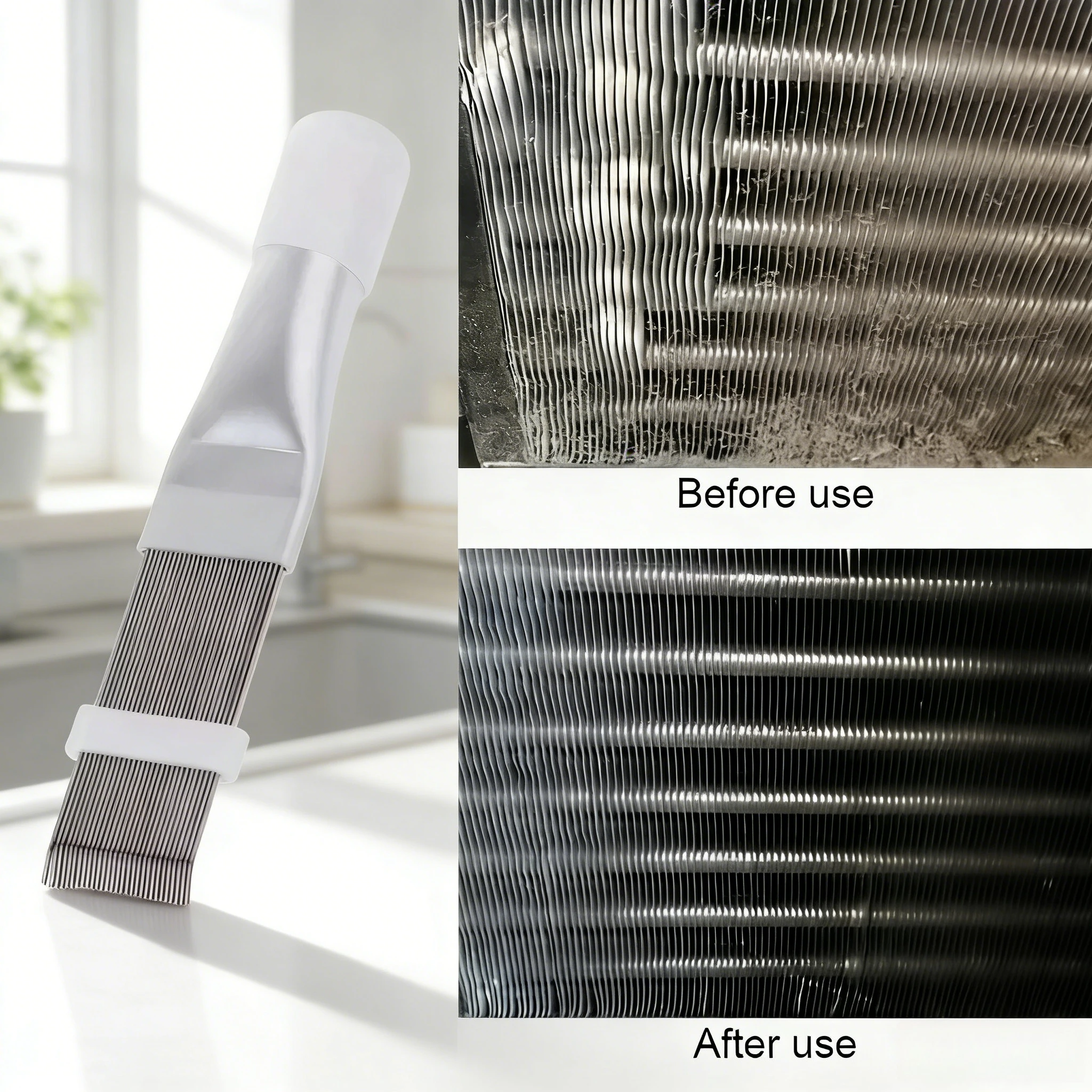 1Pc Air Conditioning Fin Cleaning Comb Stainless Steel Brush Fin Straightener Air Conditioner Cleaning Tool