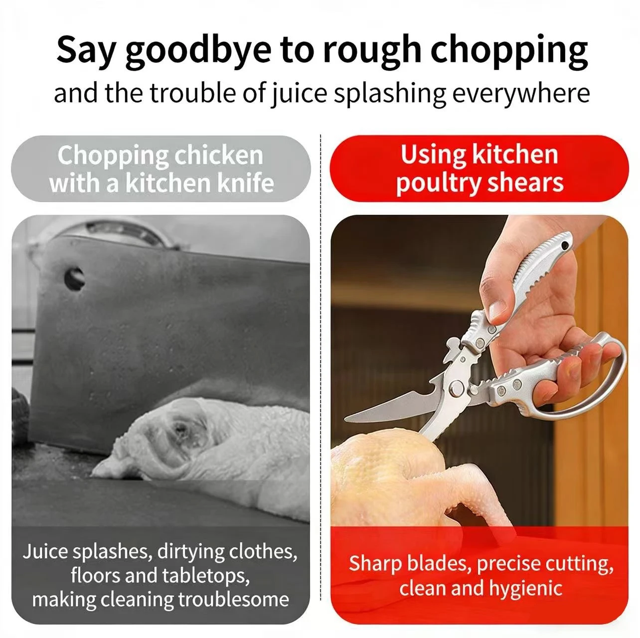 Stainless Steel Chicken Bone Scissors Kitchen Household Food Scissors Fish Chicken Duck Cutter Scissors