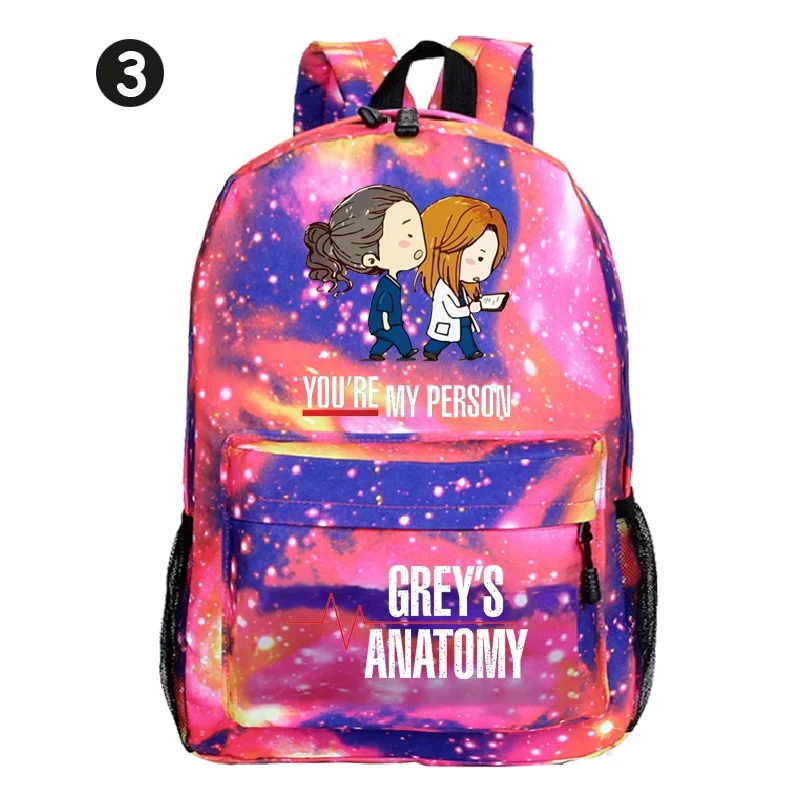 Tv Series Grey's Anatomys Backpack Women Daily Leisure Backpack Teenager Fashion Backpack Students Casual School Bag