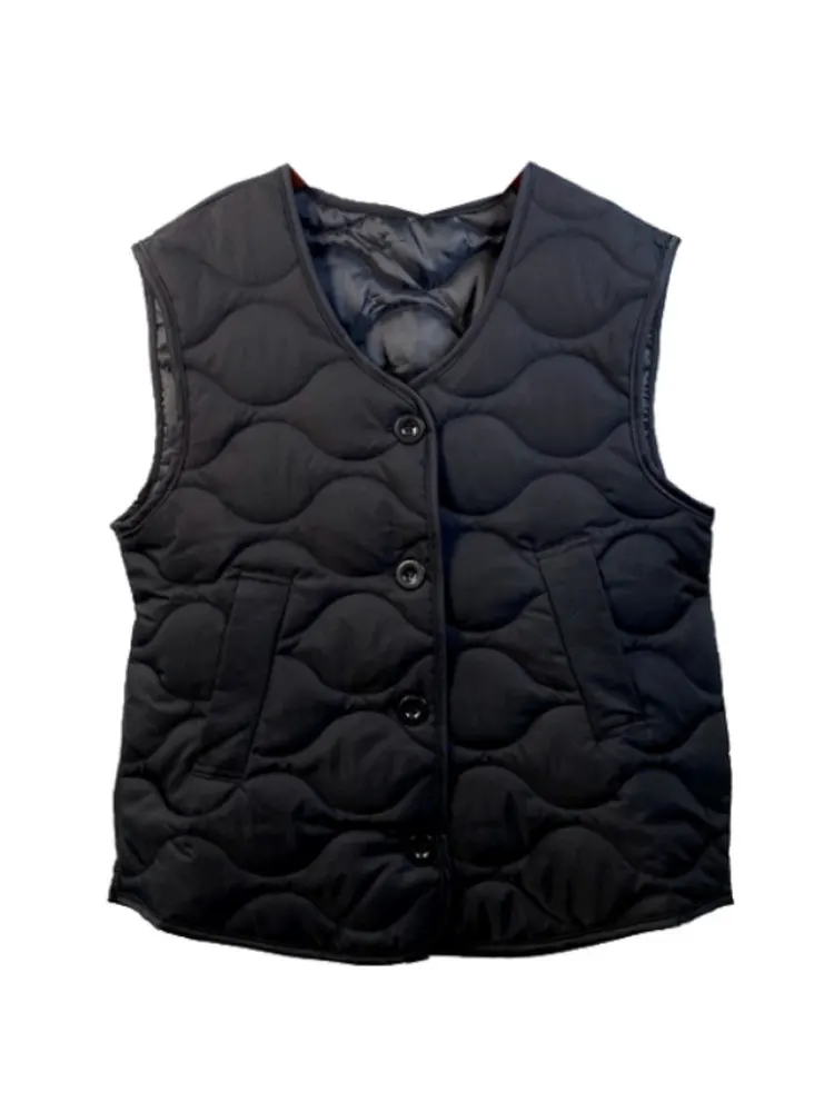 Bla Simple Layered Loose oulder Open-Front Lightweight Cotton Vest Svel Jaet Single-Button Warm Women's Outerwear