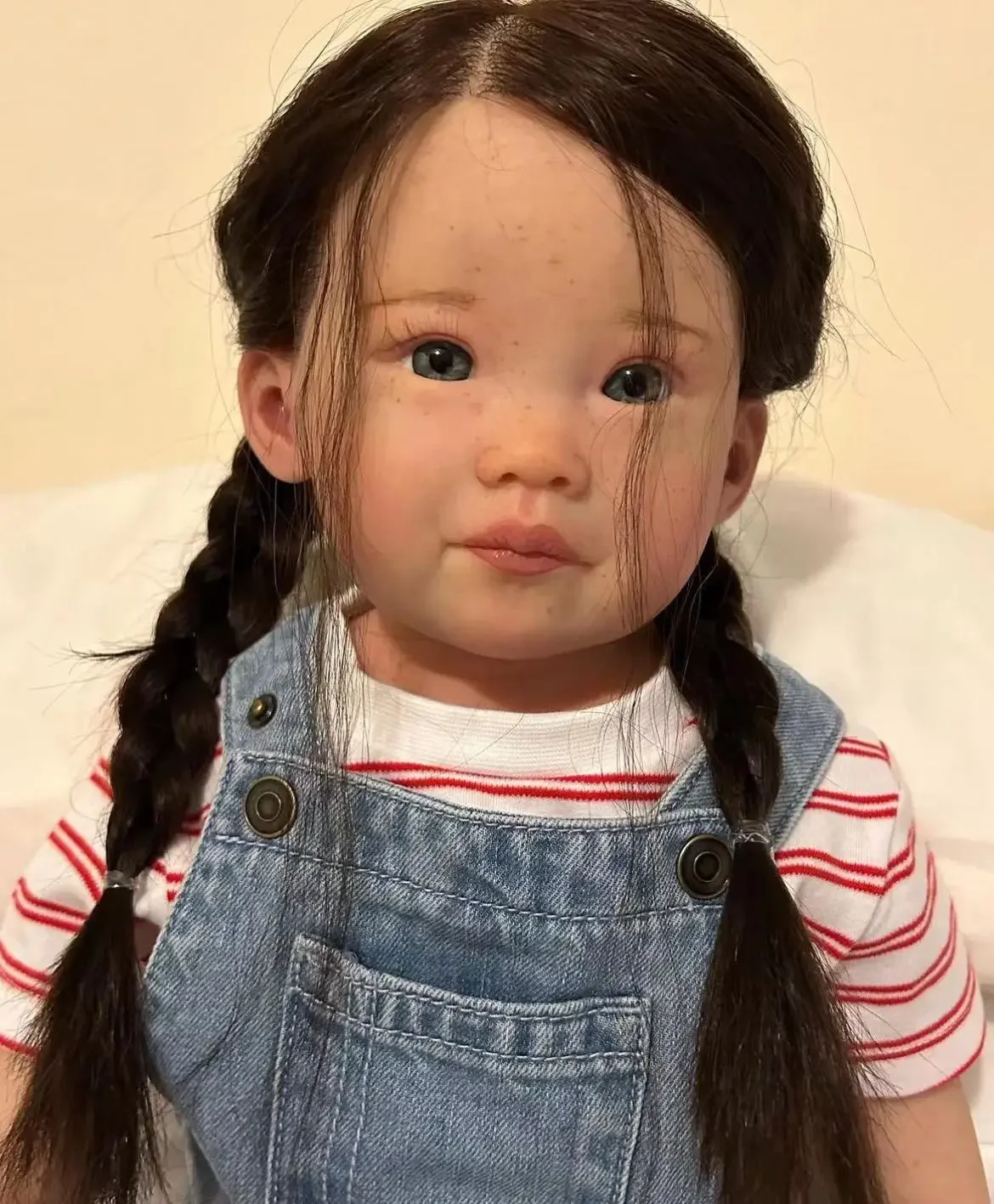 DLS مخصص محدود العرض 32 بوصة تولد من جديد الطفل ليوني مع شعر متجذر يدويًا مع النمش على الوجه دمية الانتهاء بالفعل #3