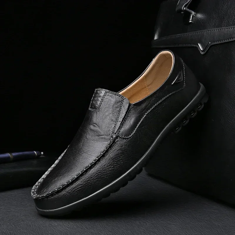 Men Dress Shoes Natural Leather Men\'s Brand Shoes Sale Formal Shoe Men\'s Cowhide Italian Genuine Leather Loafers Footwear Casual