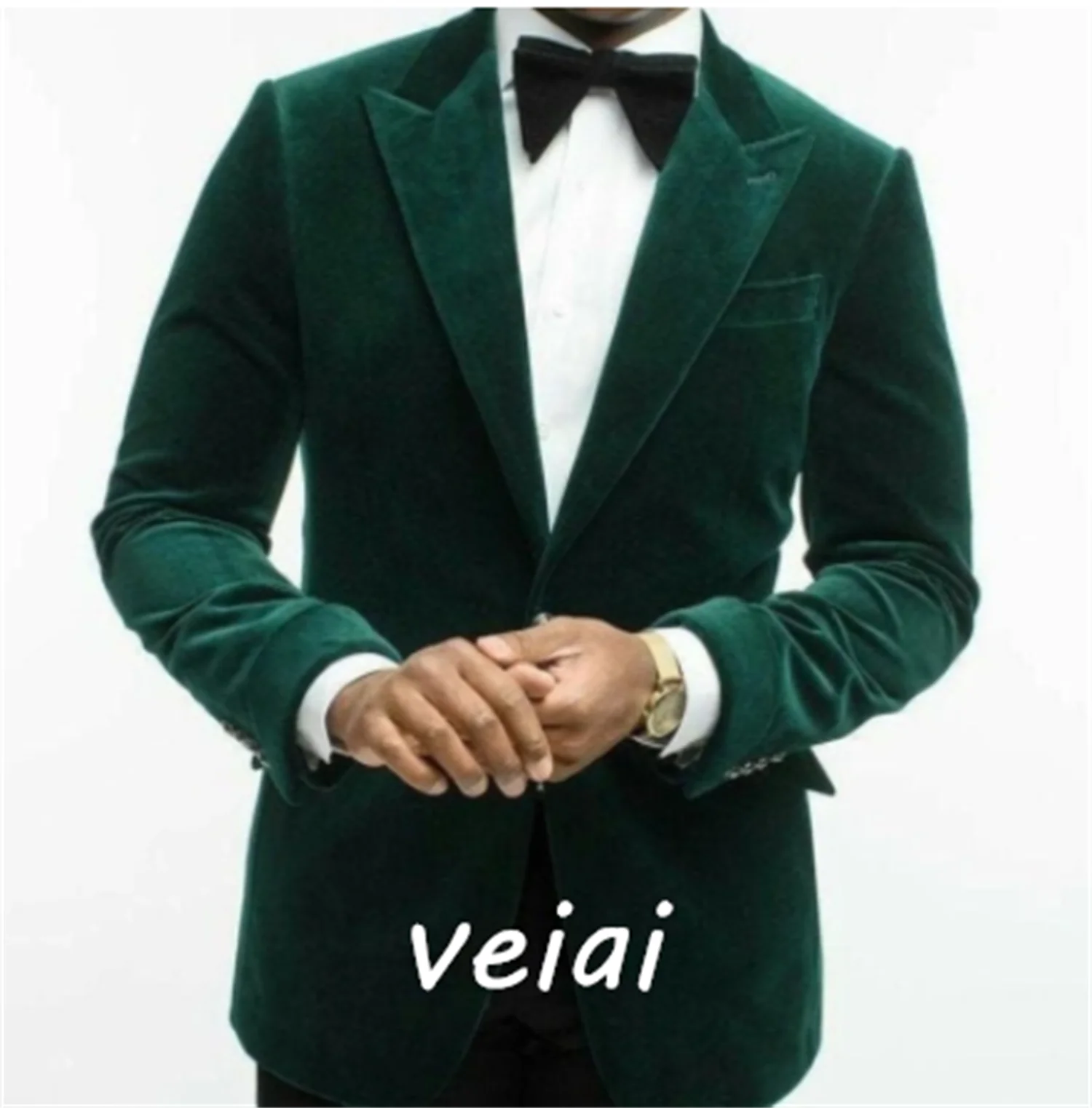 Abiti in velluto verde personalizzati per uomo Smoking da sposo per matrimonio Slim Fit Blazer in stile italiano Abiti personalizzati in due pezzi (giacca