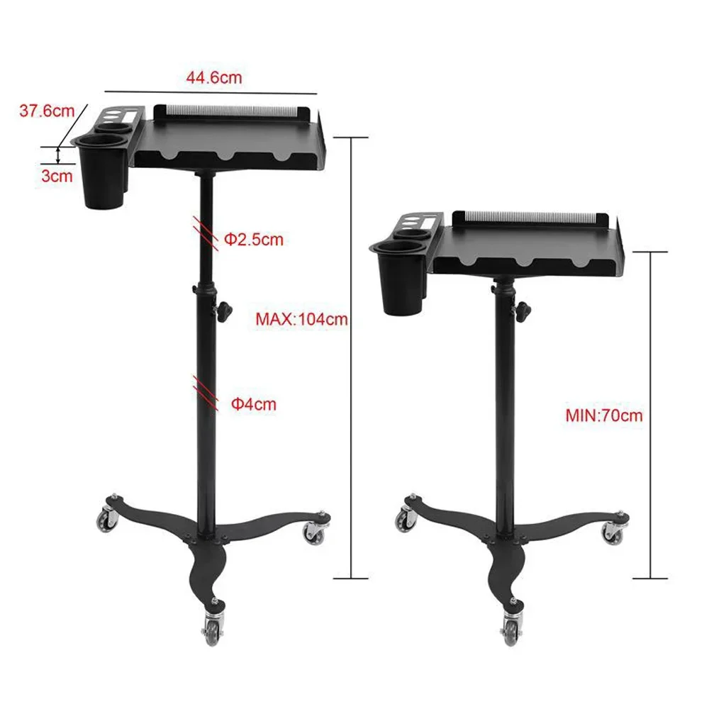 Barber Trolley Tray Rolling Cart HeightAdjustable Hair Tray Beauty Multifunctional Barber Cart Storage Stand Hair Styling Tools