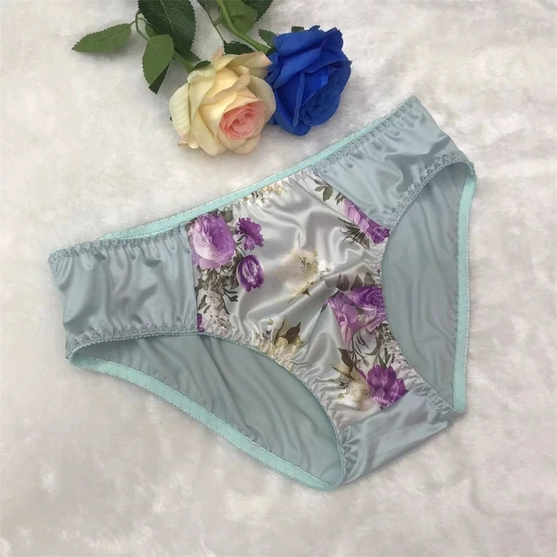 

Man's Floral Lace Satin Silky Touch Briefs BF Gifts Live Show Fkk Private Party LBGQT Harajuku