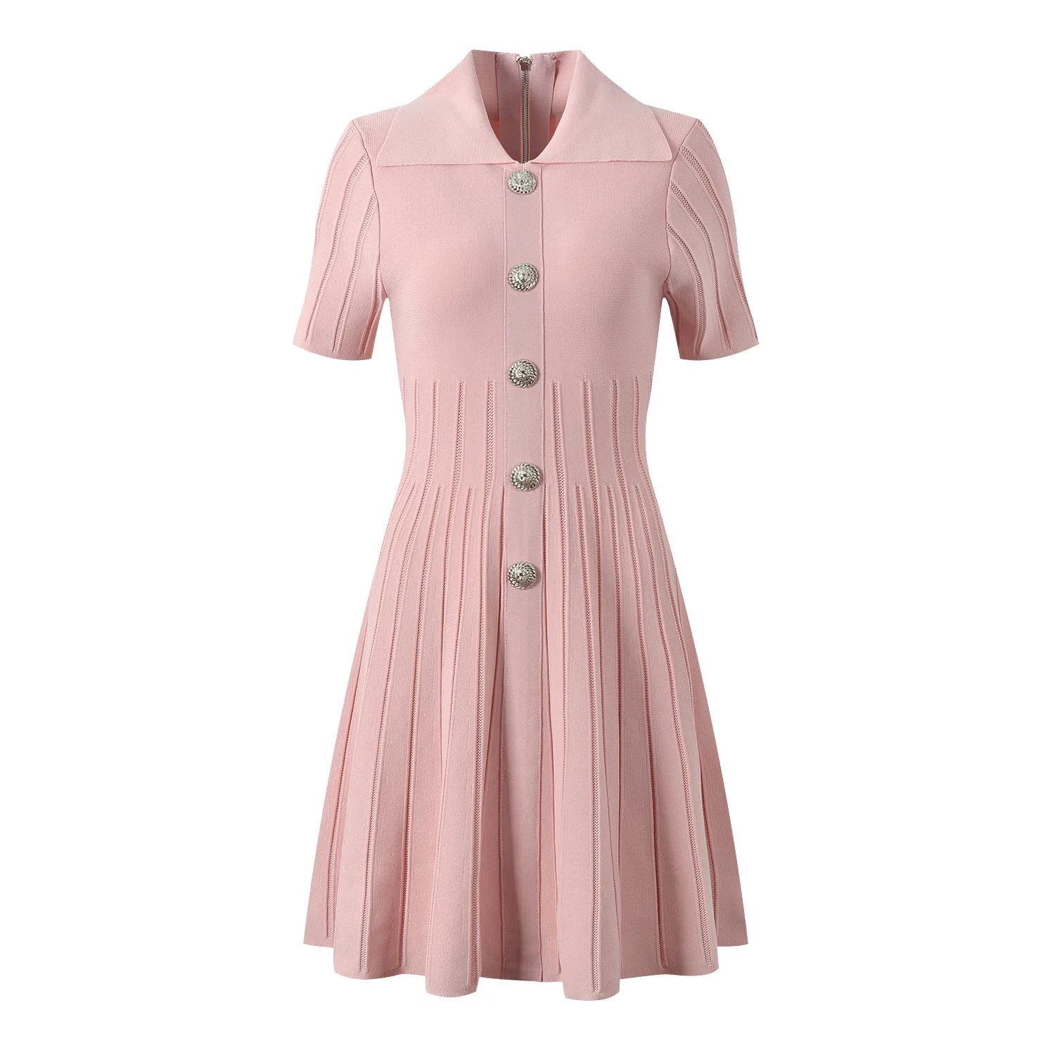 

Ele Collar Slim Fit A-Line Трикотажный ort Sve Dr Ladylike Sle Lion Head Button Faionable Autumn Dr