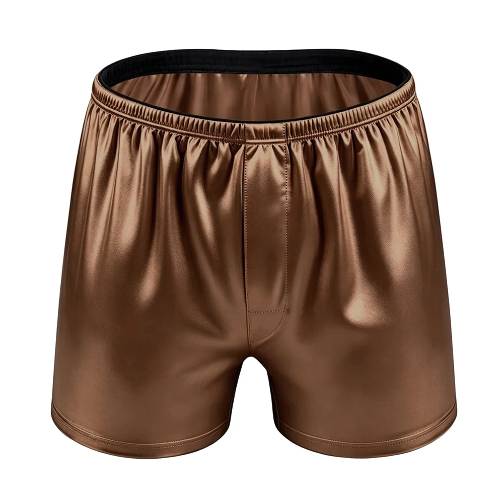 Men\'s Mid Waist Trunks with Satin-Like Smoothness for Light and Sporty Casual Wear - Loose Comfort Fit Men\'s