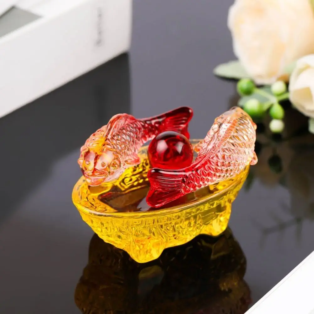 Creative Goldfish Ingots Decoration Chinese Style Retro Zhaocai Crystal Fish Sculpture Wealth Ingot Shape