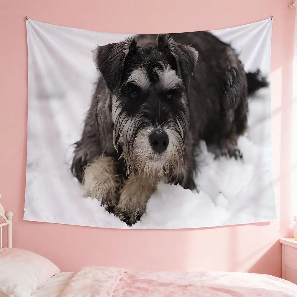 Miniature Schnauzer Tapestry Wall Hanging Bohemian Wall Tapestries Mandala Home Decor For Living Room Bedroom Dorm