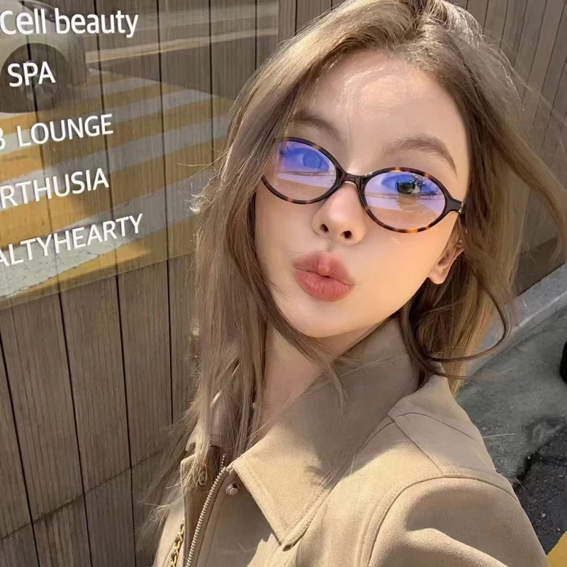 Cycling 2pcs Brand Small Oval Anti Blue Light Glasses Frames Women Computer Optical Lenses Glasses Frame Trendy Simple Eyewear