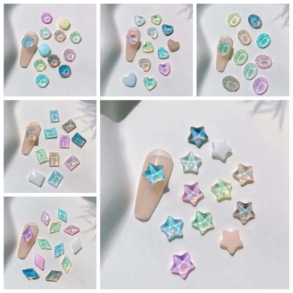 

Macaroon Color Nail Decorations Japanese Love Heart Aurora Decorations Nail Accessories Stars Rhombic Nail Jewelry Summer