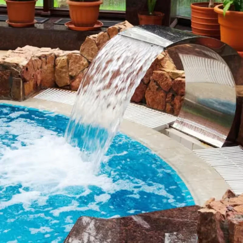 Pool Fountain Waterfall Stainless Steel Fountain Pond Garden Swimming Feature Decorative Hardware Faucet for Ground Ponds