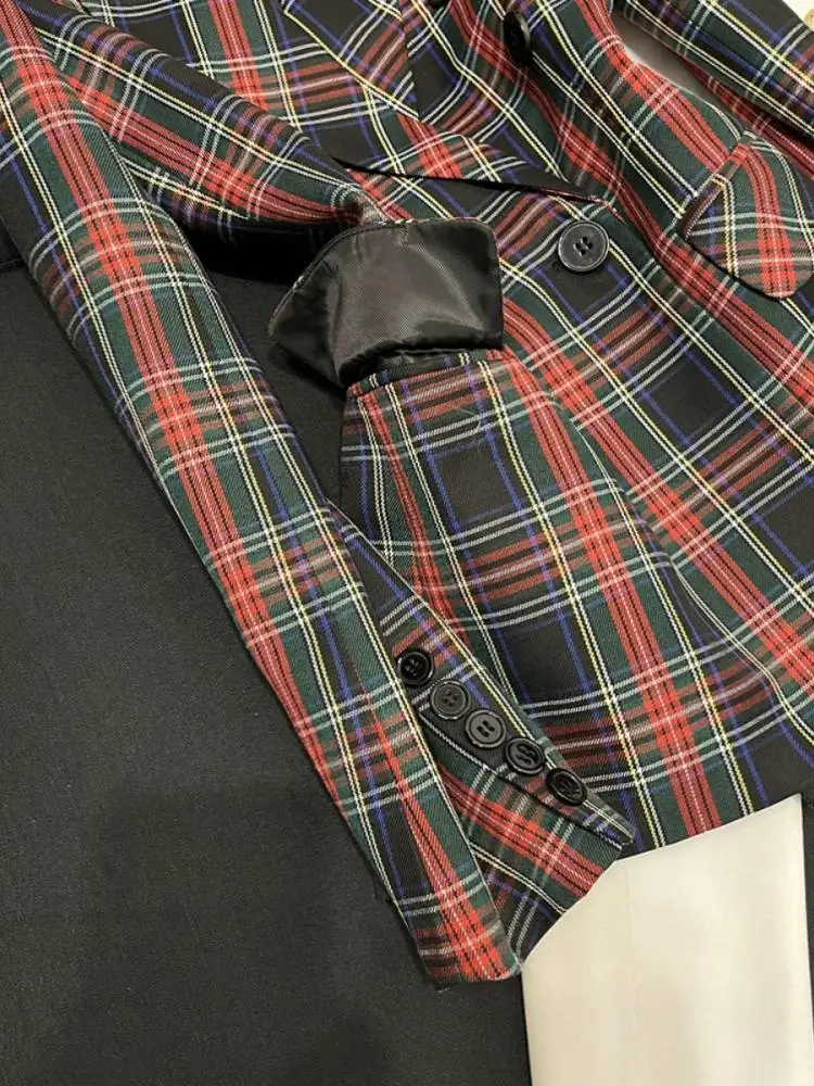 

Зимний костюм Briti Sle Plaid oulder Cotton Gun Slim Fit Suit Jaet Commute Wind Long Sve Пальто с двойными пуговицами для женщин