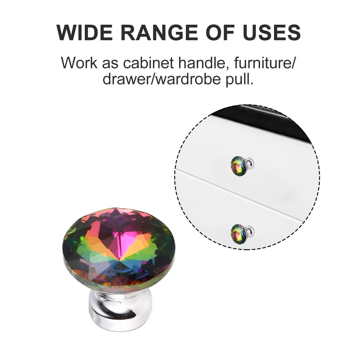 

10pcs Zinc Alloy Cabinet Handles Drawer Pulls Diamond Shape Crystal Glass Knobs Durable Door Handles For Home Office Use