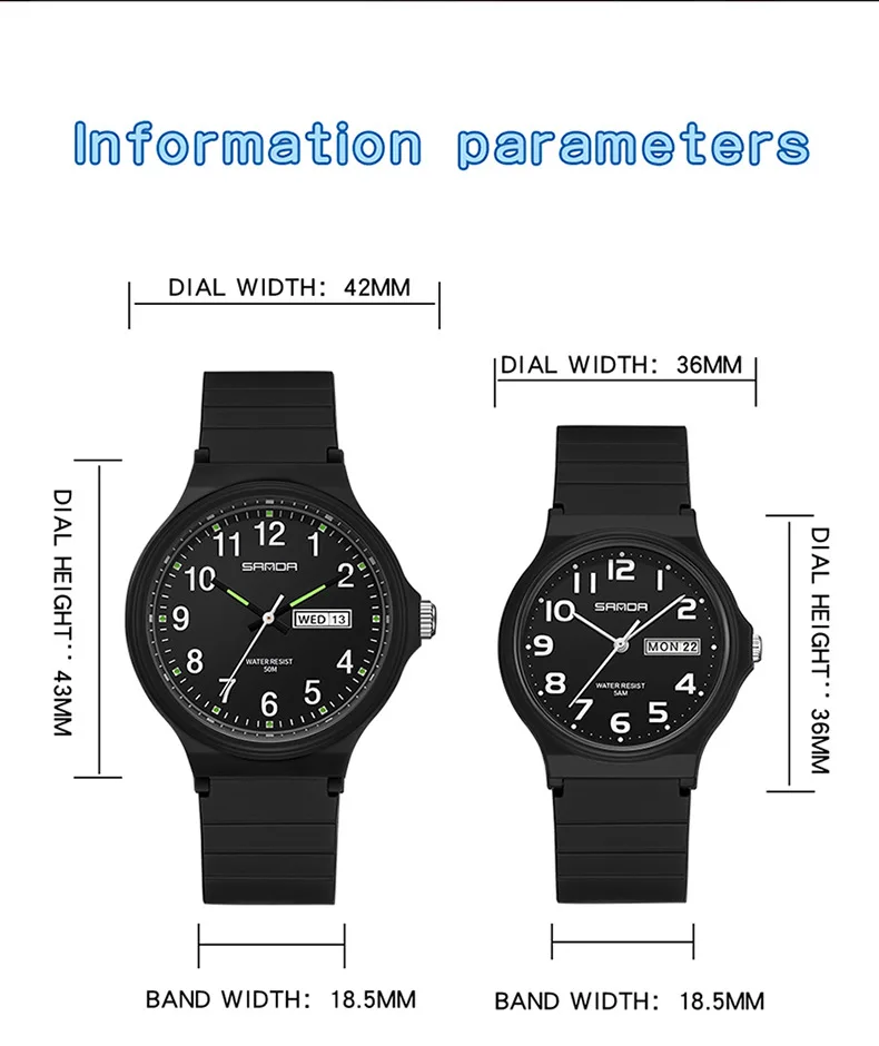 SANDA 9072 Personalized Casual Simple Waterproof Night Light Date Silicone Strap Youth Quartz Watch Men's and Women's Gifts