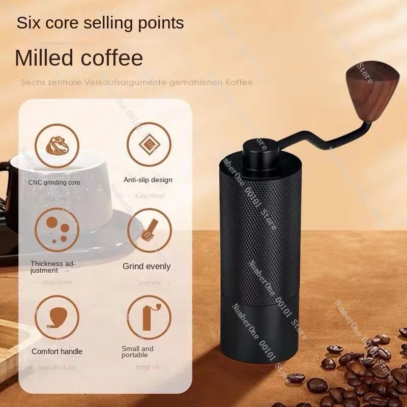 Mini household hand-brewed coffee grinder with manual, six-star grinding core