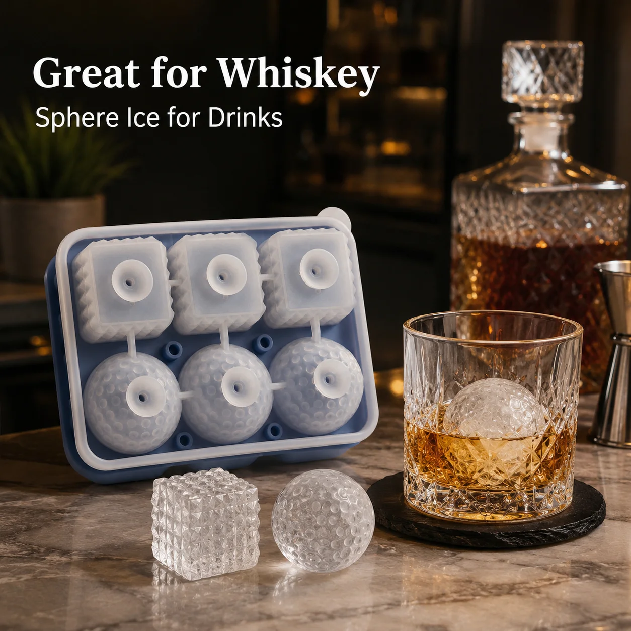 Ice Mold Sphere - Silicone Whiskey Ice Cube Tray Ice