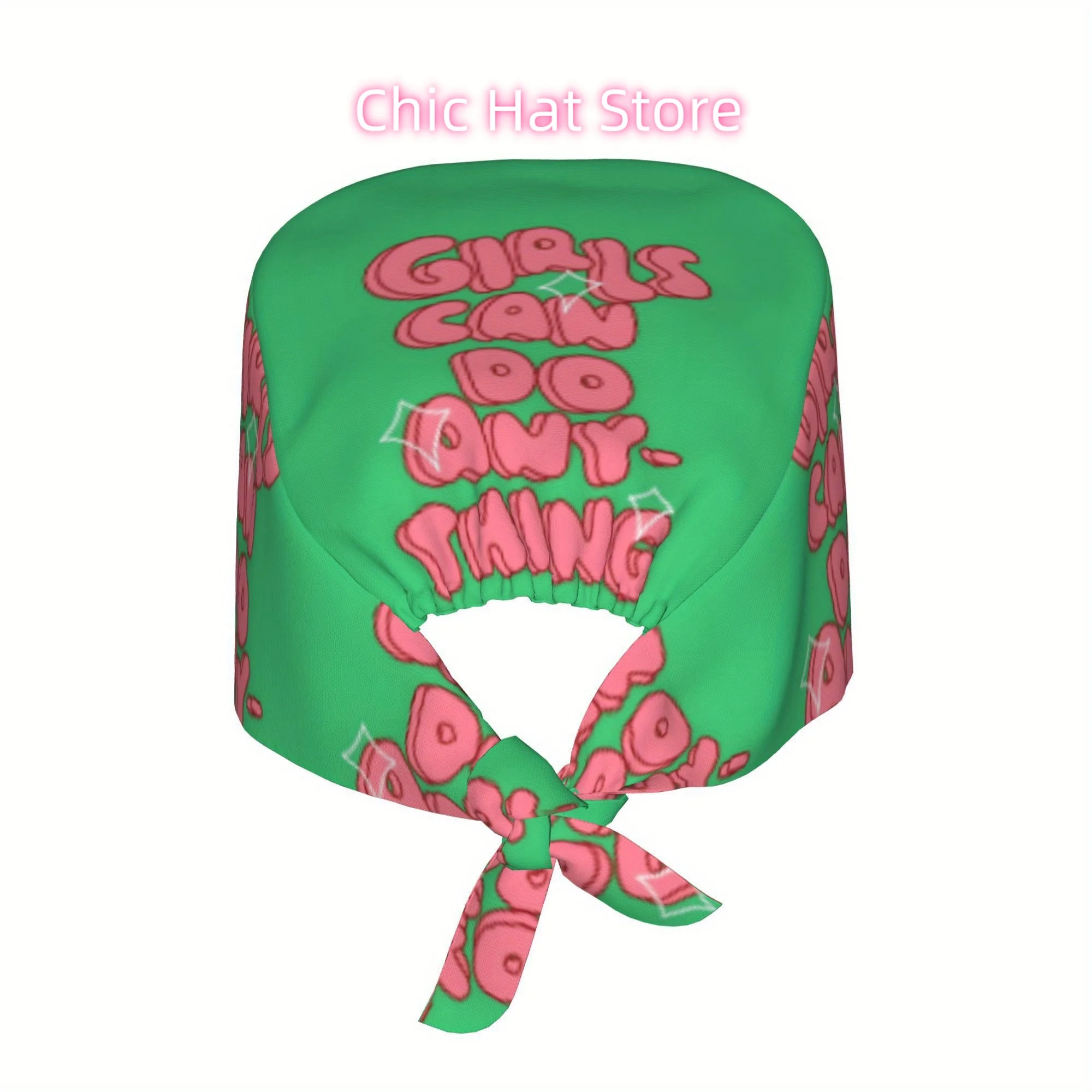 1pc Unisex Trendy Printed Work Cap - Lightweight Adjustable Skull Cap with Tie-Back for Nurses, Dustproof Chef & Cooking Hat