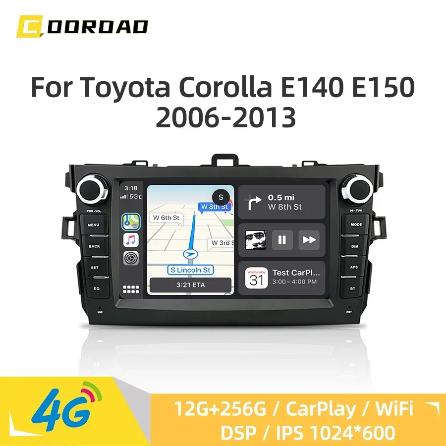 

Android 14.0 CarPlay GPS Navigation 4G WiFi Bluetooth DSP RDS Car Radio For Toyota Corolla E140 E150 2006-2013 Multimedia Player