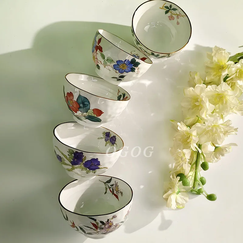 

Vintage High Aesthetic Rice Bowls Set Home Dining Elegant Housewarming Gift for New Home Kitchen Essentials