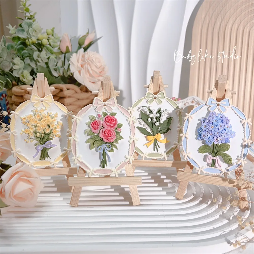 9x8cm Lily Valley Rose Asters Scented Gypsum White Base DIY Coloring Sculpture Plaster Scented Diffuser Decoration Crafts