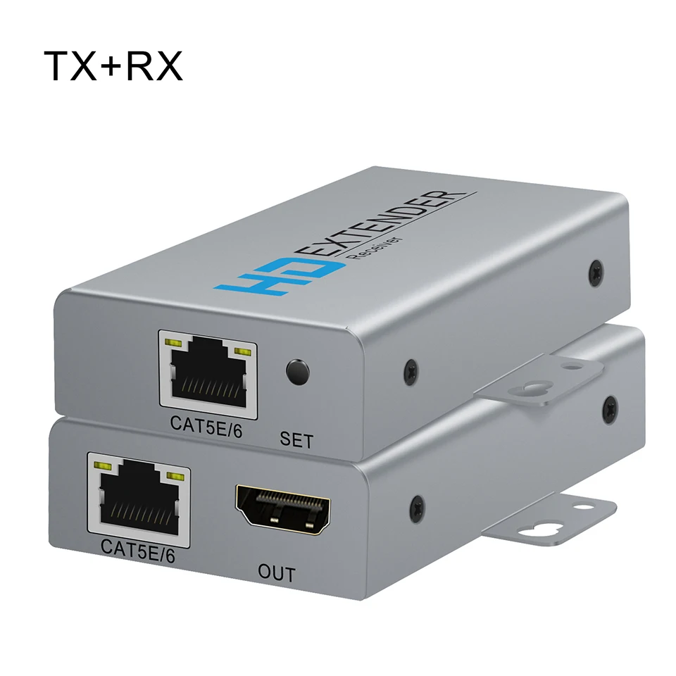 50m HDMI Network Cable Extender Shooter Receiver, HDMI KVM Extender via RJ45 Network CAT5E/6/7 Cable with 2 USB Outputs