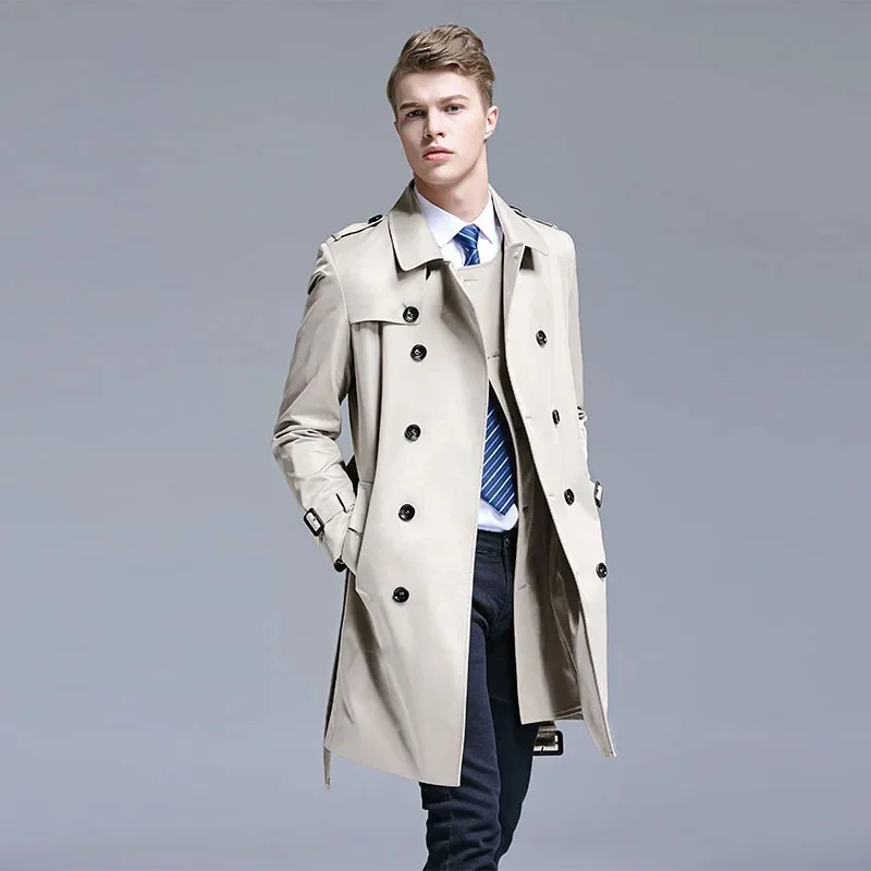 

Autumn Spring New Fashion Trench Coat Men's Korean Style British Young Male Long Overcoat Trendy Winter Windbreaker Men Jacket