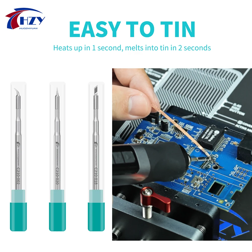 HZY C210 Series Soldering Iron Tips 002/020/018 Universal Welding Tips Replacement Accessories Compatible with T210 Handle
