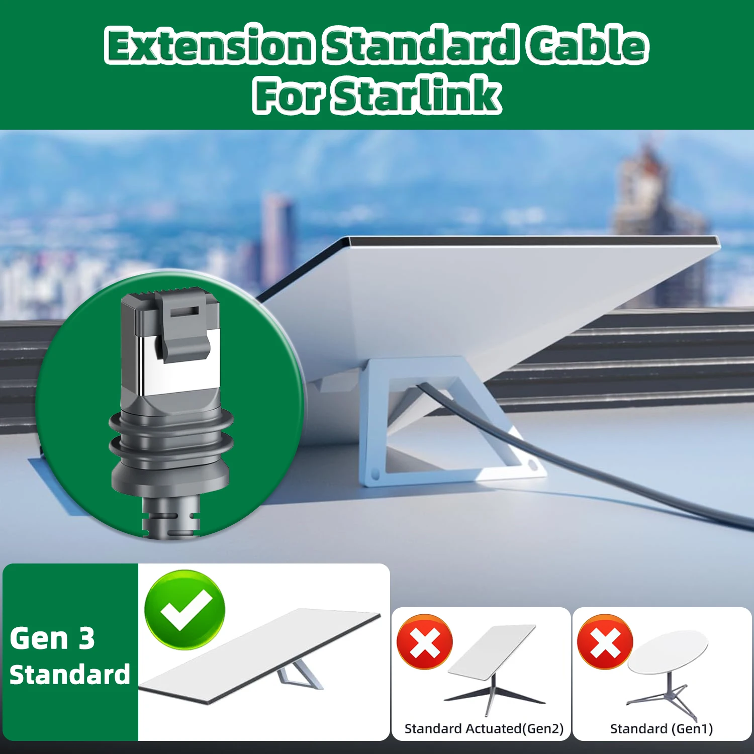 Starlink Gen3 Cable Replacement Standard V3 Cable Connector Adapter to RJ45 Cable Waterproof 1200Mbps for Starlink Gen3 Router