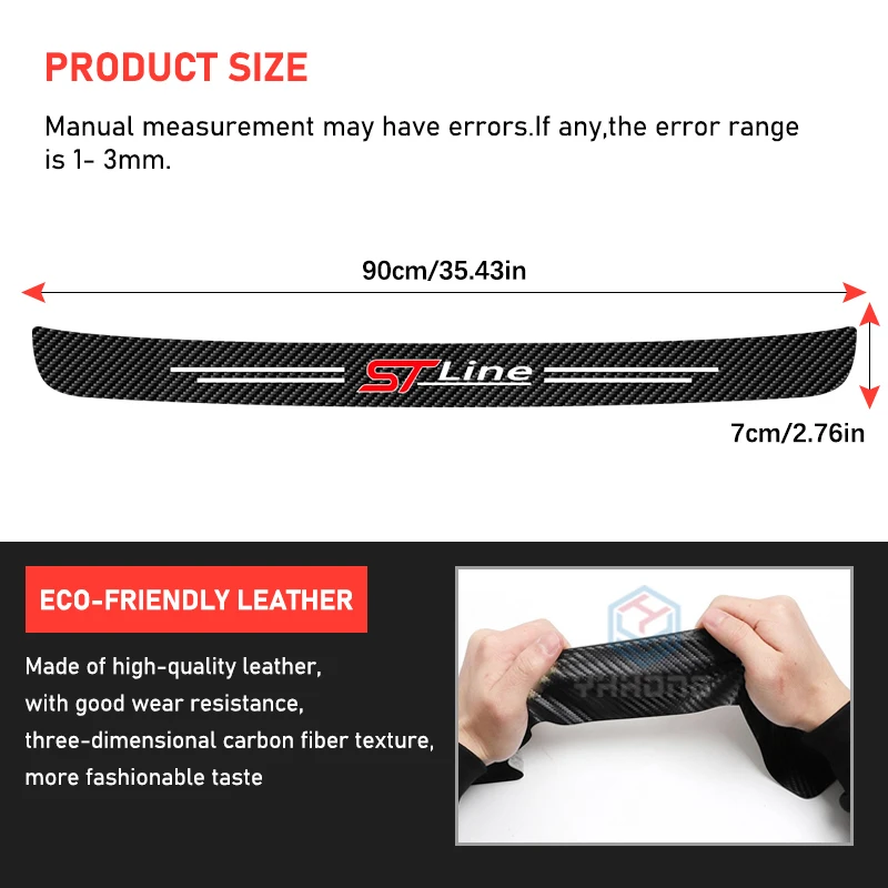 Car Rear Bumper Protector Anti Scratch Sticker For Ford ST Line Fiesta Focus Mondeo Edge Kuga Car Trunk Plate Carbon Fiber Decal