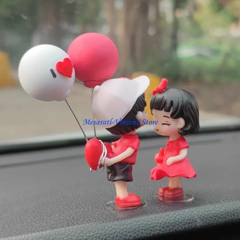 A70F Whimsically Kiss Car Decoration, Adorable Lover Embraces Miniature Statue Resin Couple for Dashboard Display and Gifting