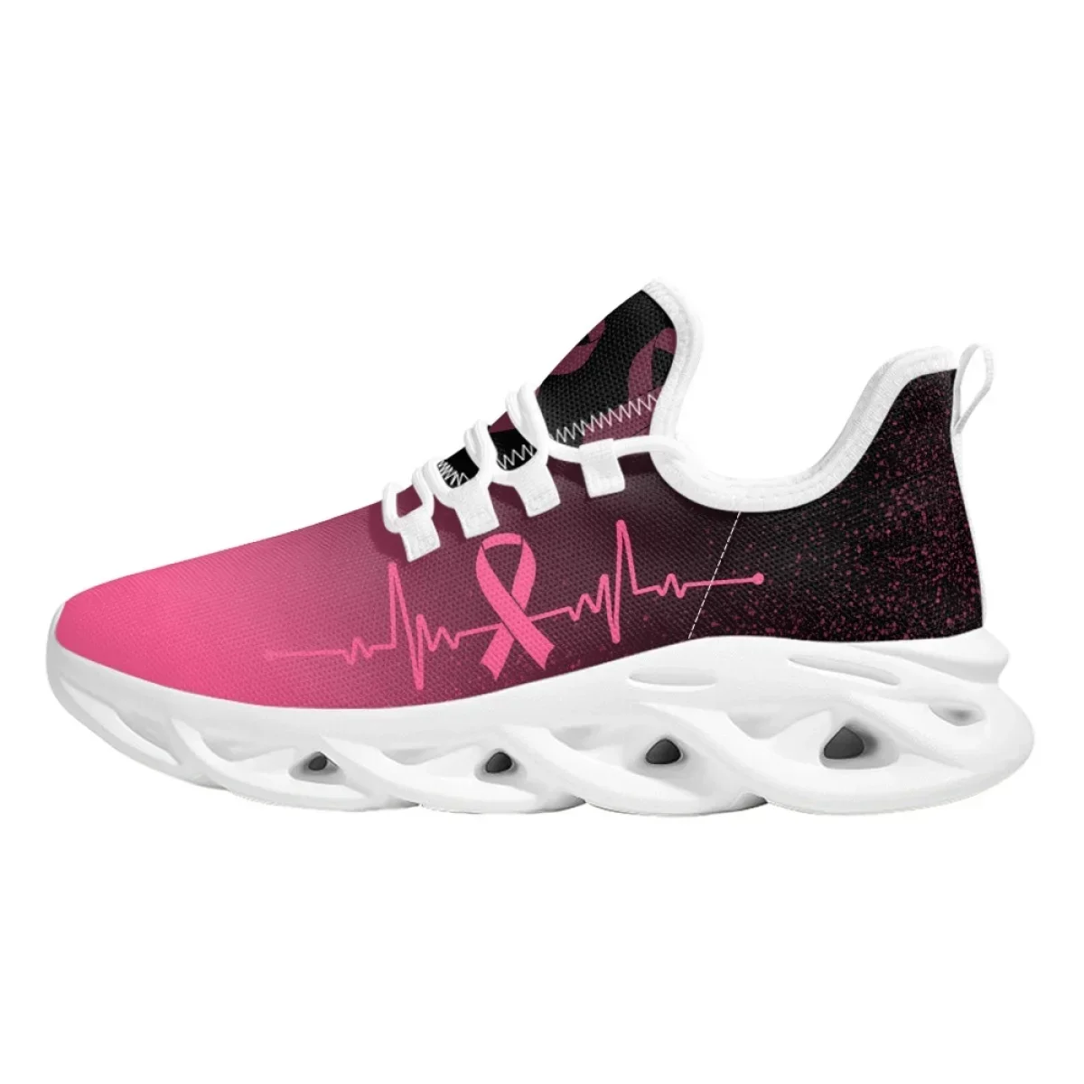 Breast Cancer Awareness Sneakers Women Faith Hope Love Breathable High Quality Air Mesh Shoes Customized Female Girls Sneaker