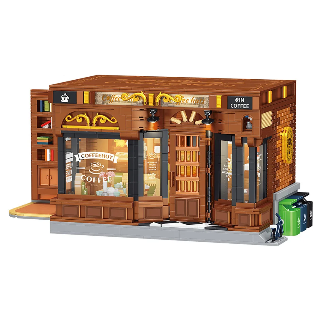 1904 قطعة مقهى أمريكي اللبنات عدة MOC وحدات مشهد الشارع العمارة الطوب ديكور المنزل لعب للأطفال هدية #6