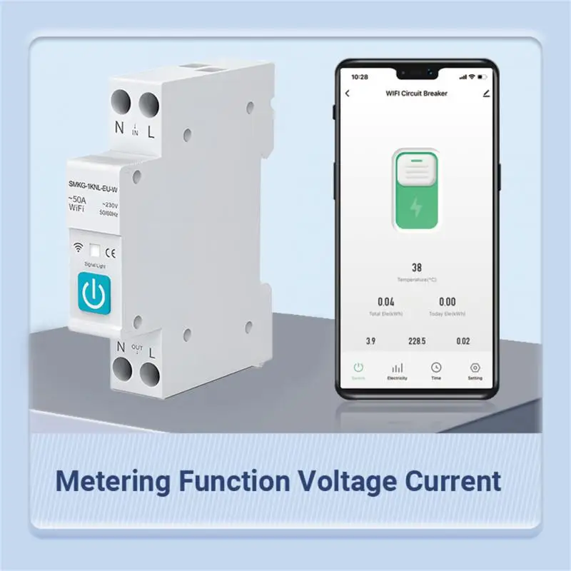 Tuya WIFI Smart Circuit Breaker 1P 10/16/25/32/40/63A DIN Rail With Metering Work With Smart Life Alexa Home Alice