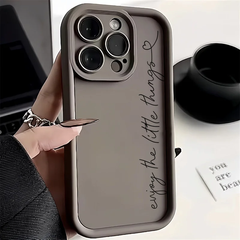 Phone Case For iPhone 15 Pro Max Cases iPhone 14 11 12 13 Pro Max Mini 7 8 Plus SE 2022 X XR XS Simple English Design Soft Cover
