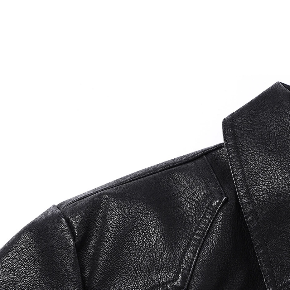 Vintage PU Jacket Men Motorcycle Biker Coat Plus Szie 8XL Fashion Casual Cargo Jacket Male PU Coat Black