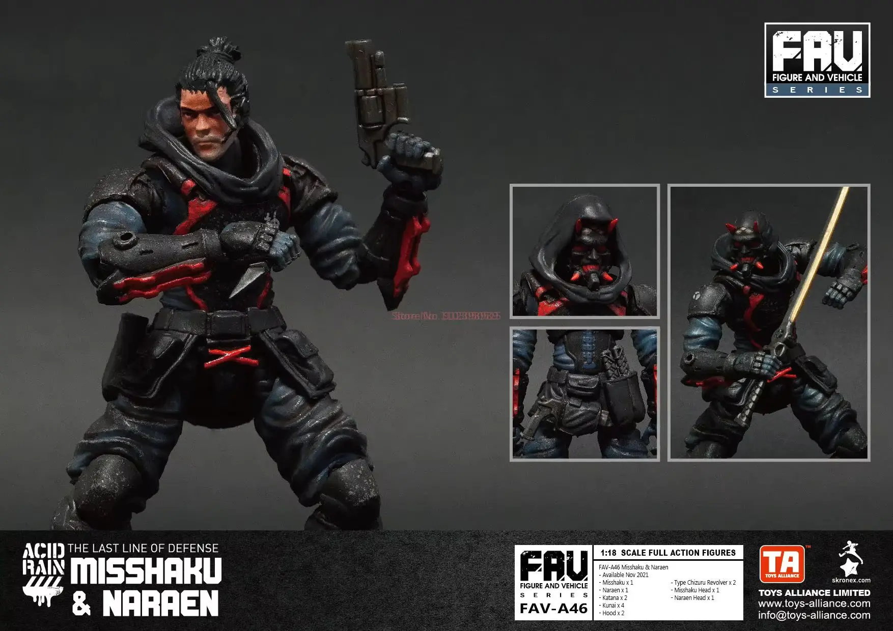 ฝนกรด 1/18 Action Figure FAV-A46 FAV-A47 FAV-A48 Misshaku & Naraen อะนิเมะคอลเลกชันทหาร