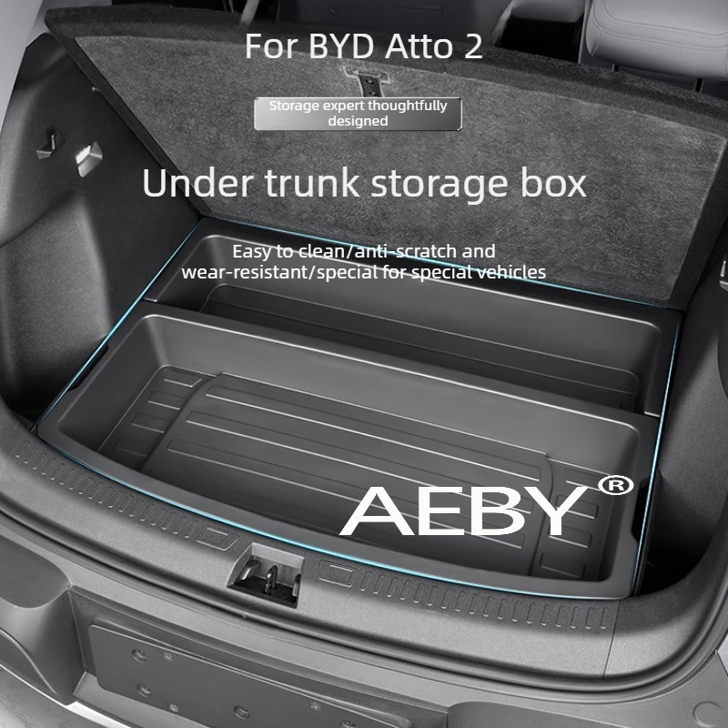 AEBY For BYD Atto 2 2024-2025 Hidden Trunk Storage Box,Trunk Lower Layer Organizer,Keeps Trunk Tidy,Multi-Use Compartment
