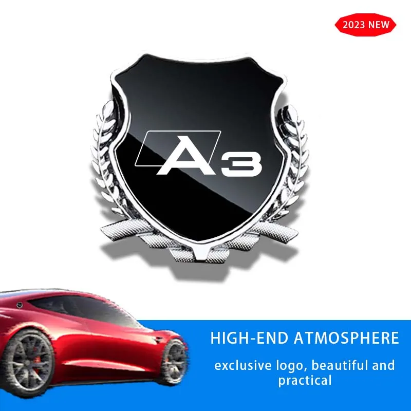 Car Side Modification Sign Triangular Metal Sticke For Audi A3 8P 8V Carplay S Line 2021 2024 Accessories Logo Badges interior