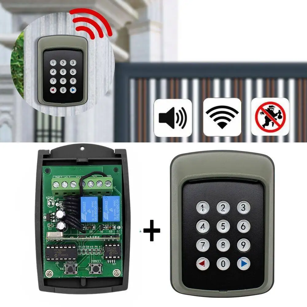 Wireless Keypad Password Switch Kit with 433.92MHz 2 Channel Receiver Access Controller For Swing Gate Garage Door Opener