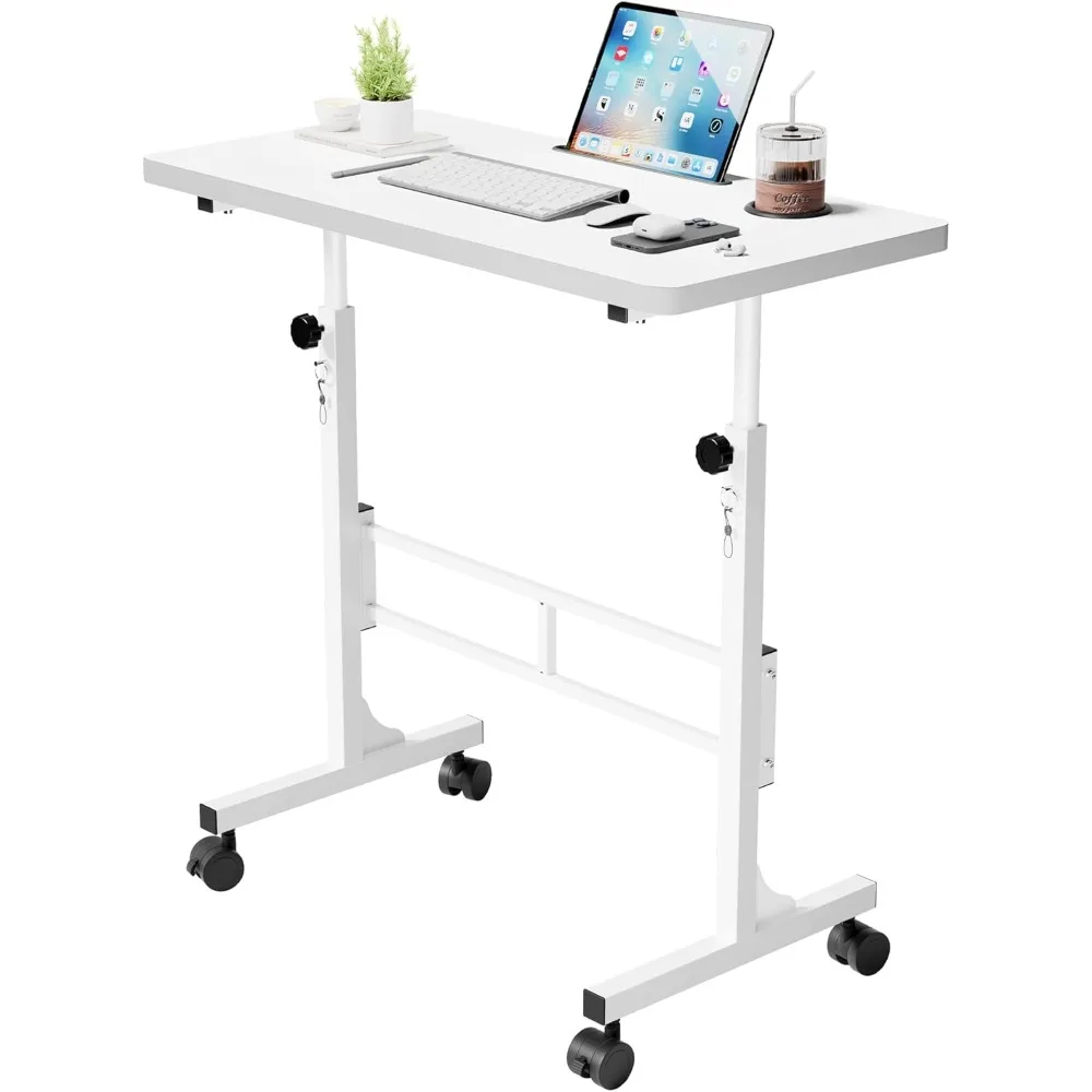 

Маленький портативный регулируемый по высоте стол-тумба, мобильная подставка для ноутбука с фиксируемыми колесами