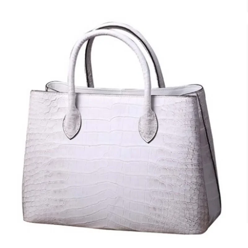 ouluoer Crocodile skin lady handbag leather lady bag single shoulder bag large capacity  white