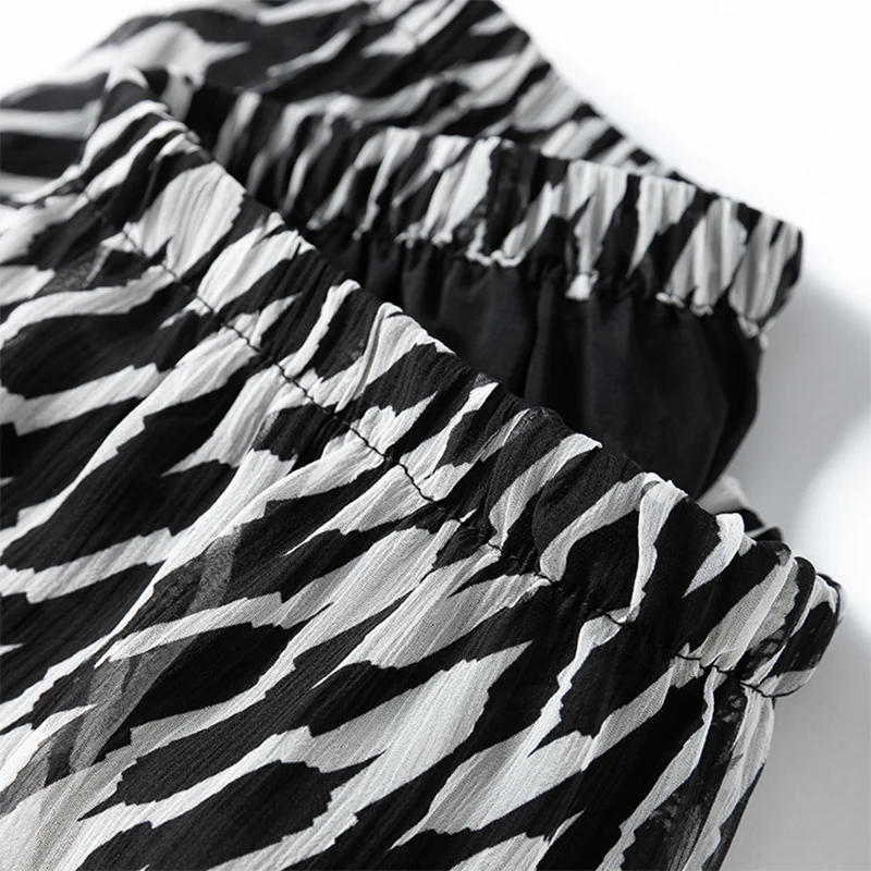 Women Skirt 100% Mulberry Silk Black Diamond Printed Long Type A-Line Skirts With Silk Lining 2026 Summer Beach Big Hem M1160
