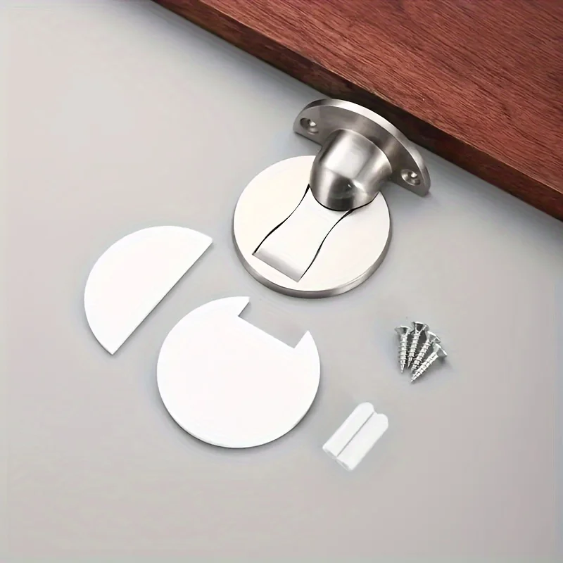1 PCS Punch Free Invisible Door Stop Strong Magnetic Household Bedroom Bathroom Anti Collision Mute Floor Selflocking Stopper image 6