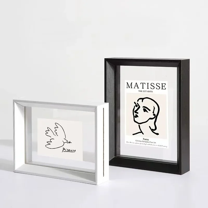 Double-Sided Wooden Photo Frame Transparent Acrylic Mount 6/7-inch Desktop Decoration Postcard Display Eco-Friendly Home Decor
