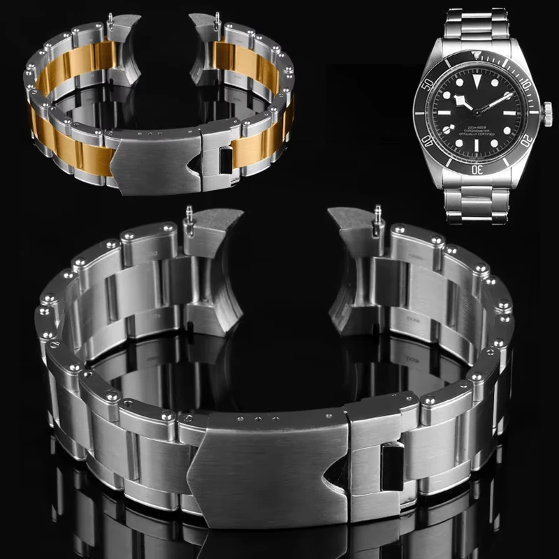 20mm 22mm Solid metal Stainless Steel Rivet Bracelet  For TUDOR Black Bay M79363N Watch Band Men's Waterproof Replacement Strap