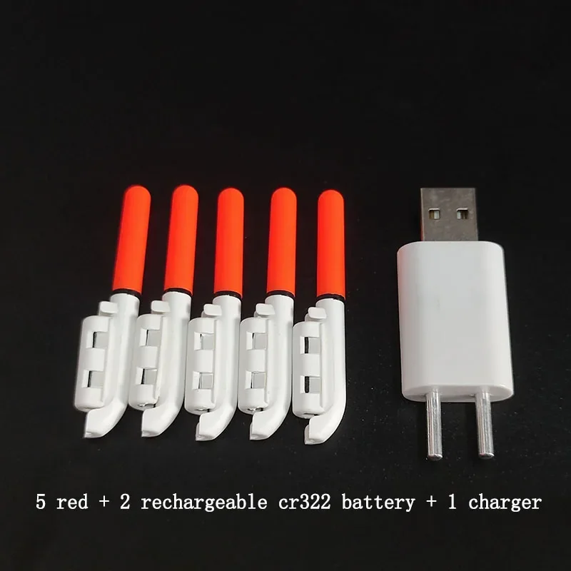 5 pcs/lot Electronic Light Stick with 2 Rechargeable Battery Clip on Telescopic Rod Waterproof Glowing Lamp Night Fishing J523