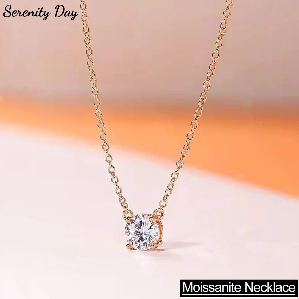 

Serenity 1ct 2ct 3ct 5ct розовое золото цвет муассанит ожерелье женский подарок 100% стерлинговое серебро S925 с покрытием 18K кулон шейная цепочка