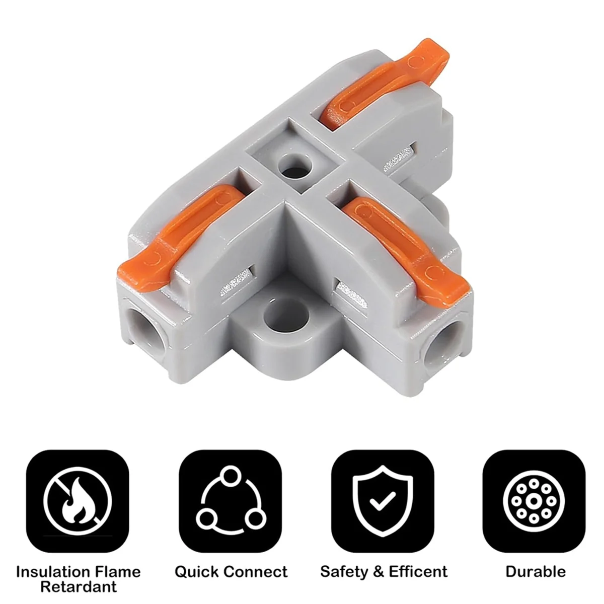 A002 10 ชิ้นสายไฟขนาดกะทัดรัดตัวเชื่อมต่อ, T - Shape Lever Nut ขั้วต่อสายไฟ, Quick Splitter 3 Way ตัวเชื่อมต่อไฟฟ้า